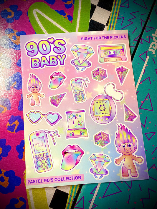 Pastel 90s Baby Sticker Sheet